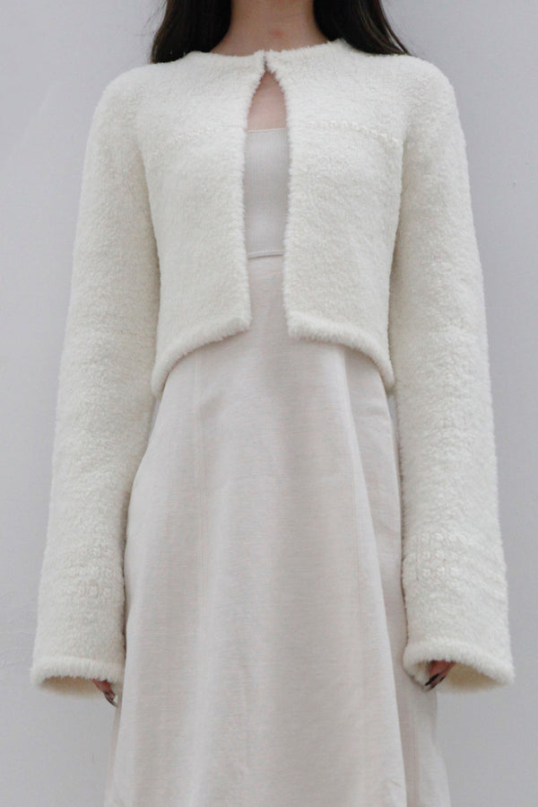 Swaying/knit fluffy short jacket SW22AW1T66 white